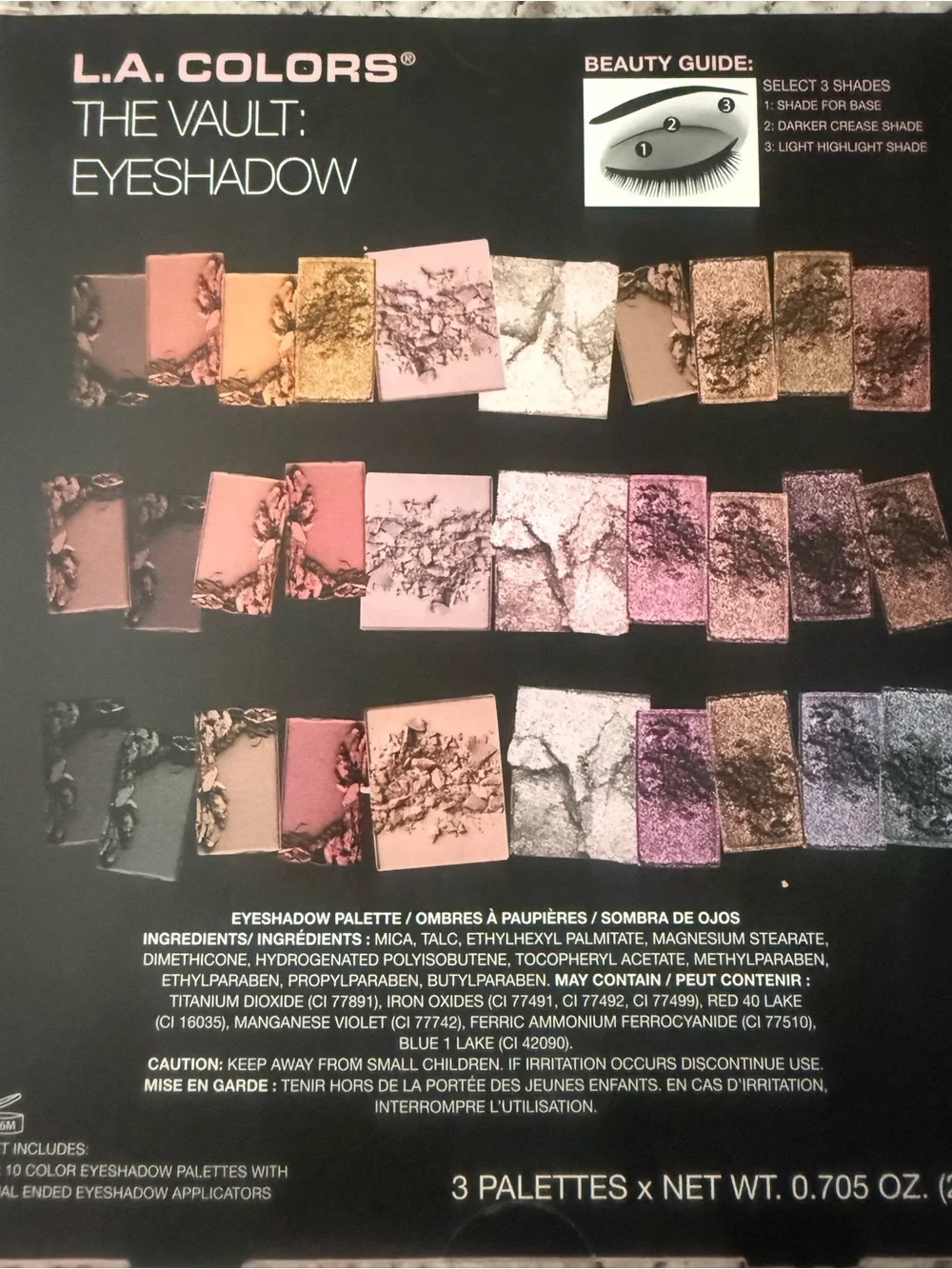 L.A. COLORS 3-Pack Eyeshadow Palettes — Nude, Pink & Smokey Shades